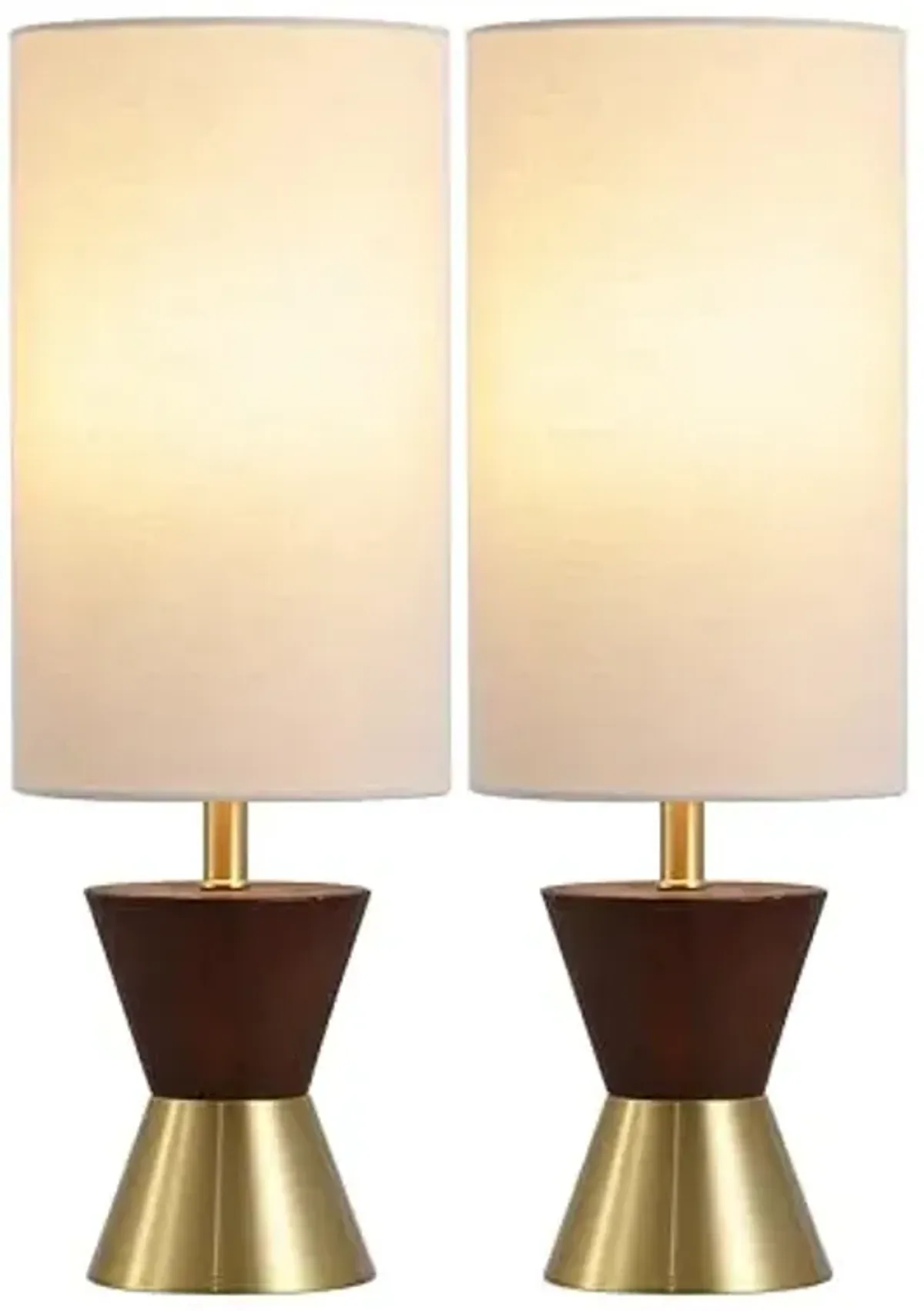 SAFAVIEH Lighting Collection Trea Brass & Dark Walnut 20-inch Table Lamp Set of 2