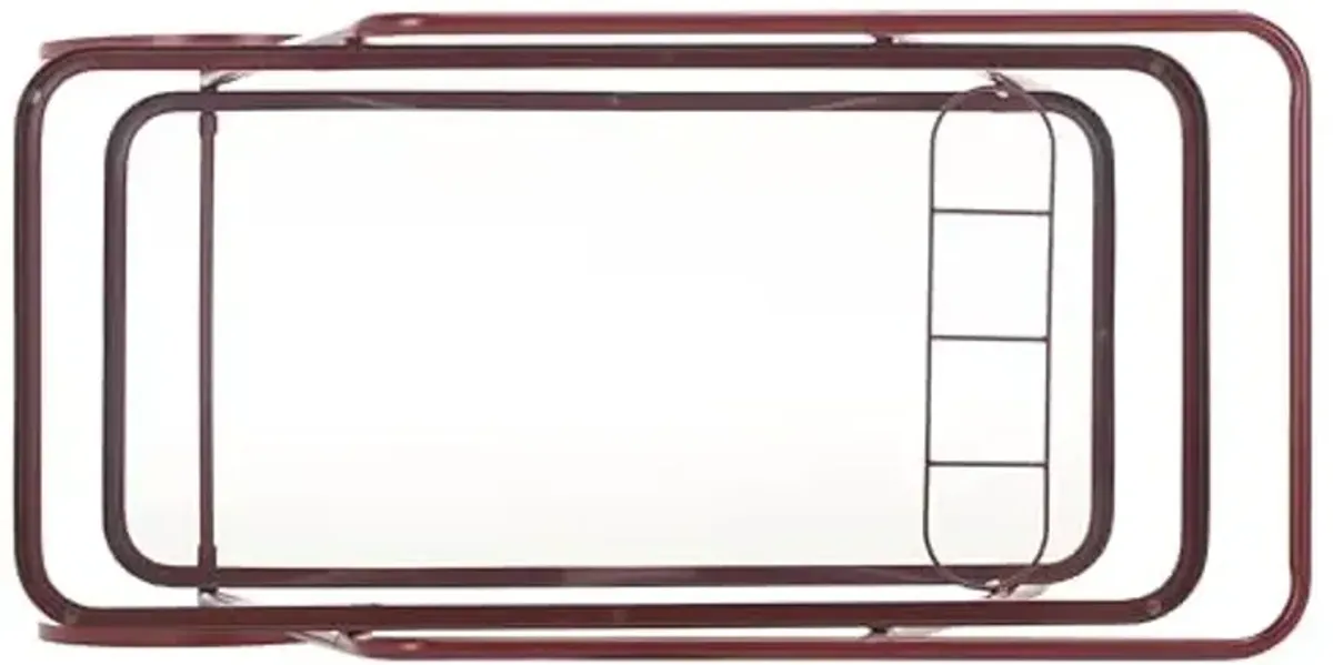 SAFAVIEH Home Collection Zunia Brick Red & Clear Glass 2-Tier Kitchen Dining Bar Cart Trolly with Wheels