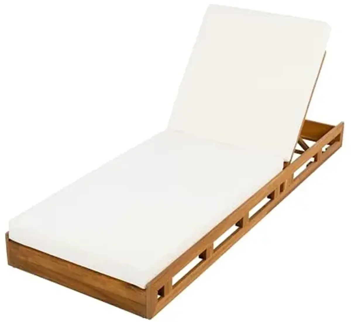 Christopher Knight Home Jossie Acacia Wood Chaise Lounge Chair Outdoor Set of 2, Adjustable Backrest Sun Lounger Recliner, Patio Outdoor Chaise Lounge with 4" Thick Water-Resistant Cushion,Teak+Cream