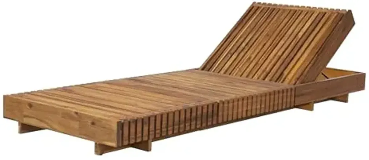 Christopher Knight Home Habers Chaise Lounge Chair Outdoor, Acacia Wood Garden Sun Lounger, Adjustable Backrest Single Lounge Sofa, 77'' Patio Recliner Chair for Poolside Backyard, Teak (Frame Only)