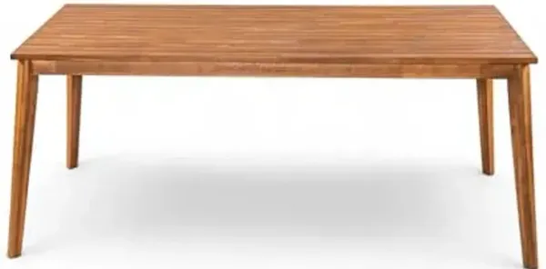 Christopher Knight Home Alina 70.8" Farmhouse Patio Acacia Wood Dining Table, Indoor and Outdoor Dining Room Table for 4-6 People, Rectangular Outdoor Furniture for Backyard/Garden, Natural