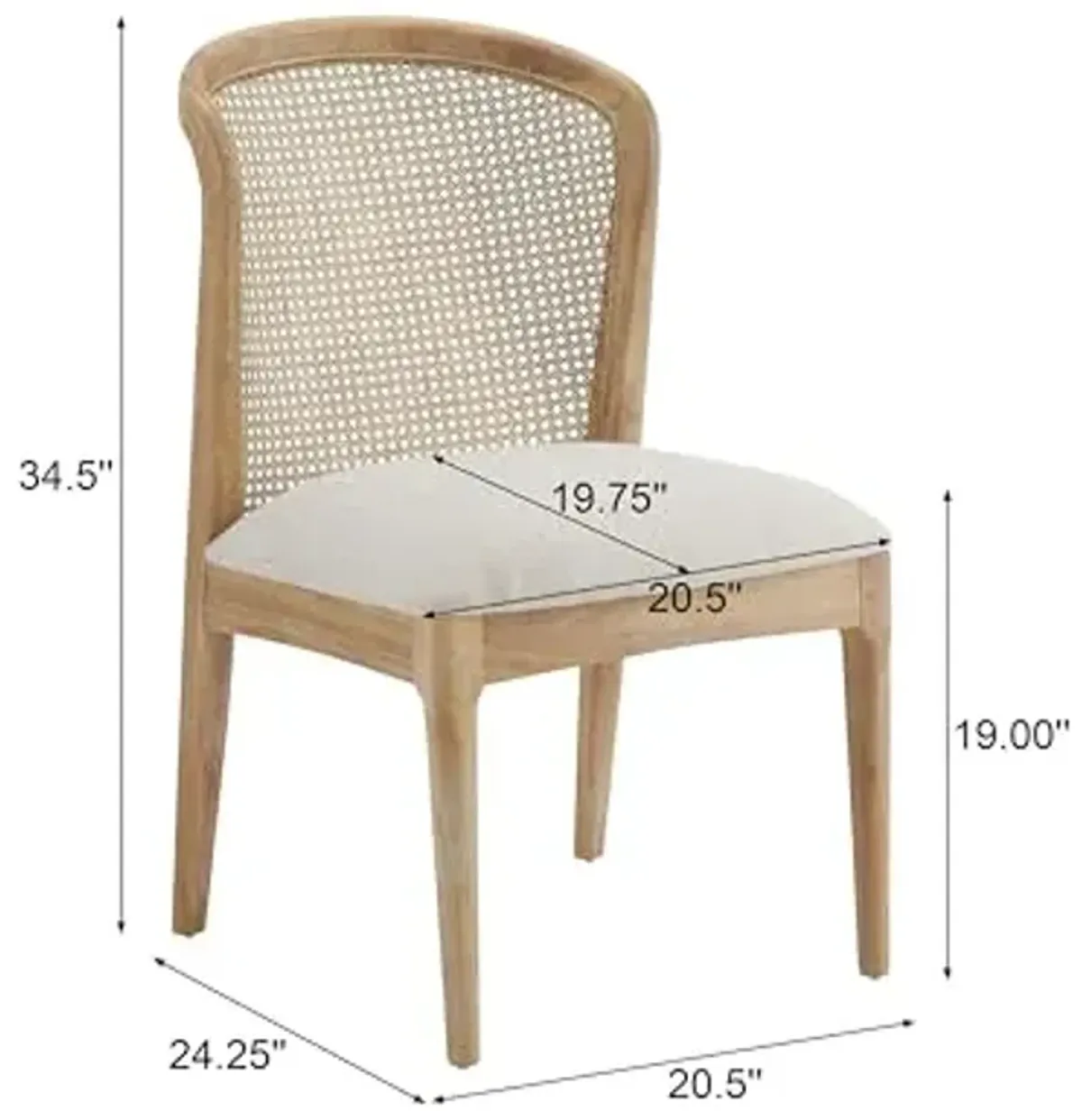 Christopher Knight Home Lilia Dining Chairs Set of 2, Modern Dining Chair with Fabric Upholstery, Rubberwood Frame Kitchen Chairs with Cane Webbing, Extra Seat for Dining Room, Beige + Natural