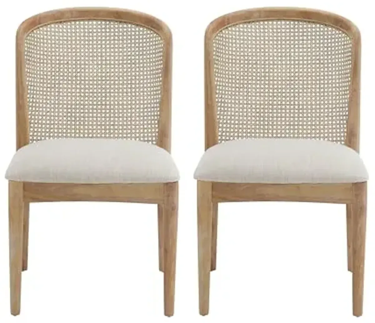 Christopher Knight Home Lilia Dining Chairs Set of 2, Modern Dining Chair with Fabric Upholstery, Rubberwood Frame Kitchen Chairs with Cane Webbing, Extra Seat for Dining Room, Beige + Natural