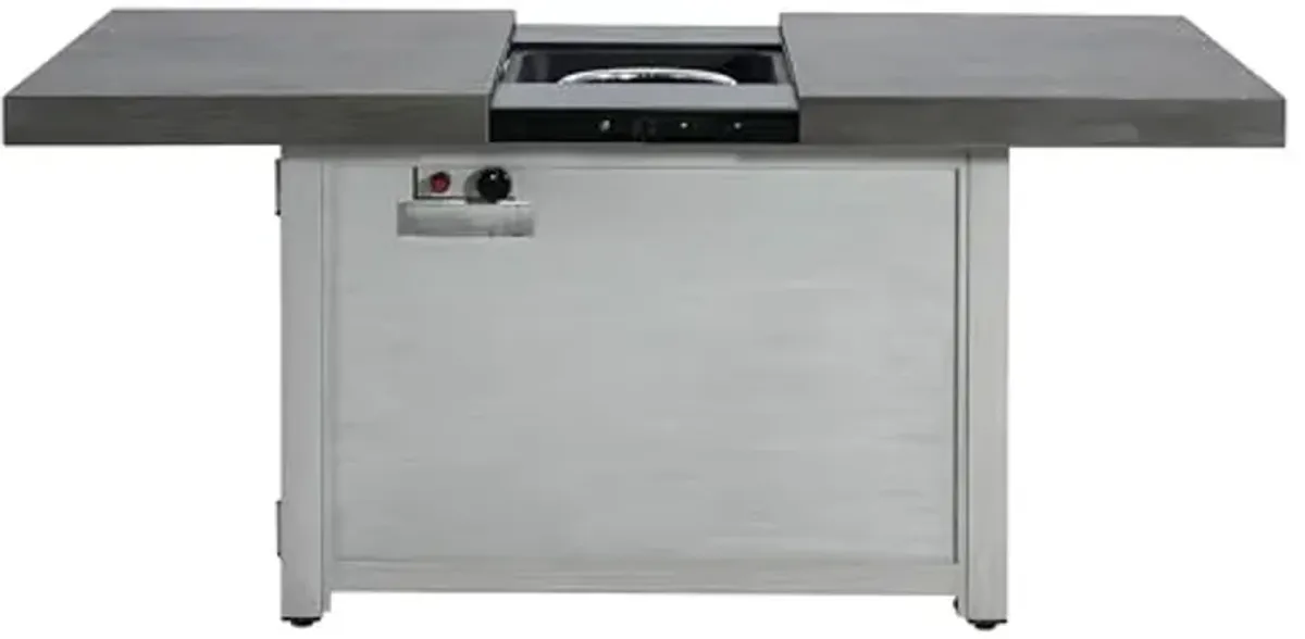 Christopher Knight Home Akali Extendable Outdoor Fire Pit Table with Lava Rocks and Protect Cover, Aluminium Alloy Tabletop Fire Pit with Steel Frame, Patio Fireplace Table, 50000 BTU, Dark Grey