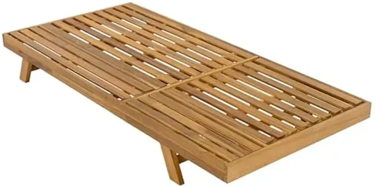 Christopher Knight Home Kayes Chaise Lounge Chair Outdoor, Acacia Wood Poolside Sun Lounger, 79'' Patio Recliner Chair, Adjustable Backrest Single Lounge Sofa for Garden Backyard, Teak (Frame Only)