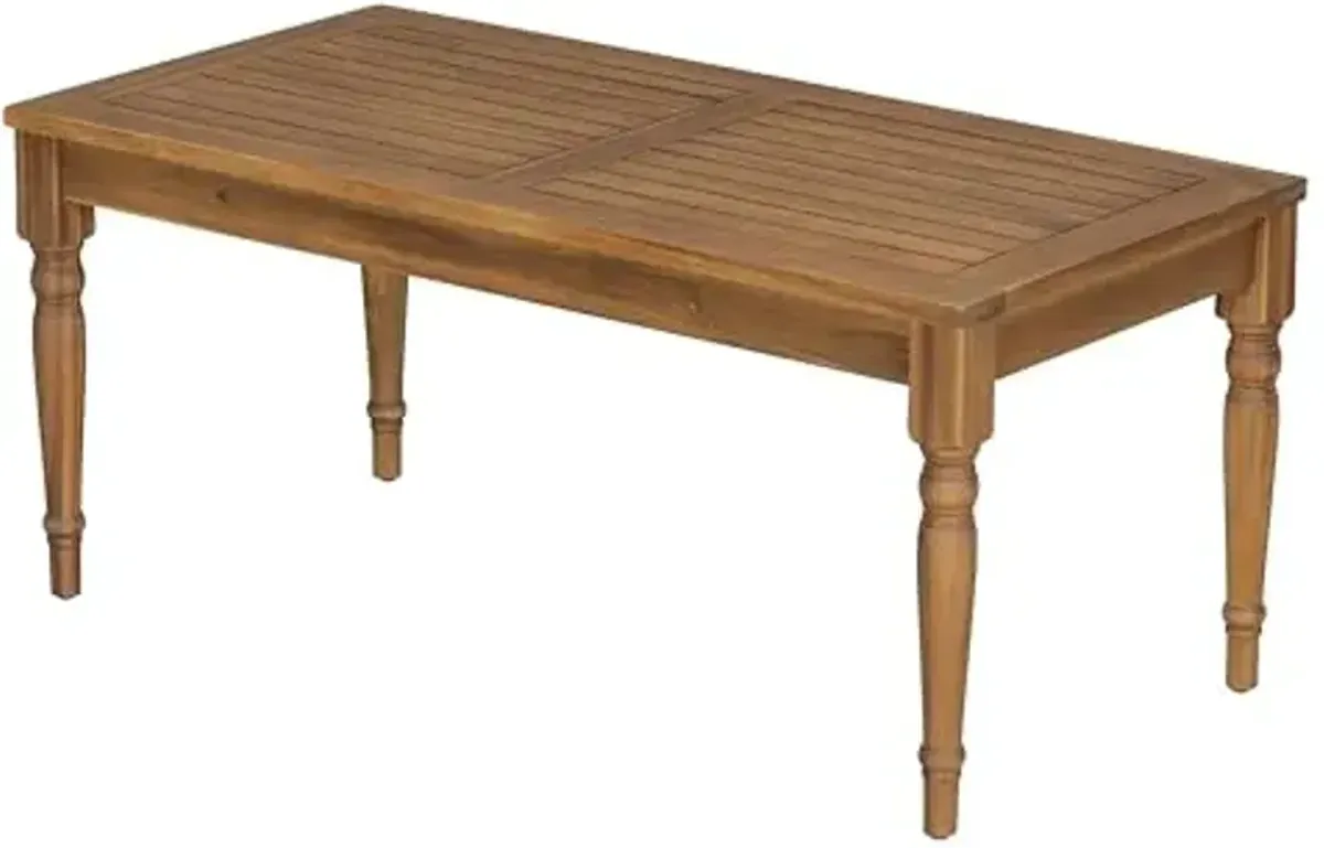 Christopher Knight Home Lama Rectangular Outdoor Coffee Table, Slat Panel Side Table, Acacia Wood Side Desk for Backyard Balcony Garden, Weather Resistant Lightweight Patio Tea Table, Natural
