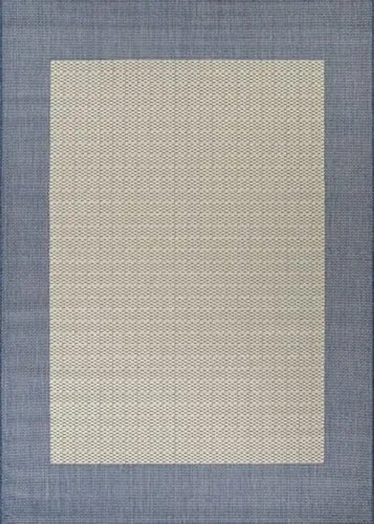 Couristan Recife Indoor Outdoor Rug - Checkered Field 5'3" x 7'6" Rectangle in Ivory and Blue, Solid Low Pile Floor Covering for Living Room, Patio Furniture Set, Kitchen, Indoor Home Decor