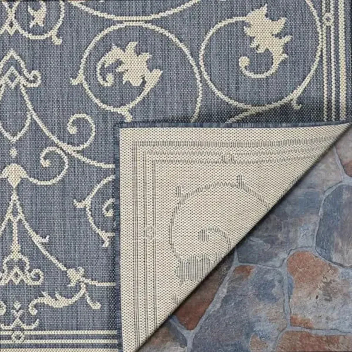 Couristan Palo Santo Outdoor Rug - Ensenada 7'9" x 10'9" Rectangle in Pool Blue, Flatwoven, Floor Covering for Living Room, Patio Furniture Set, Kitchen, Pet-Friendly, Home Decor