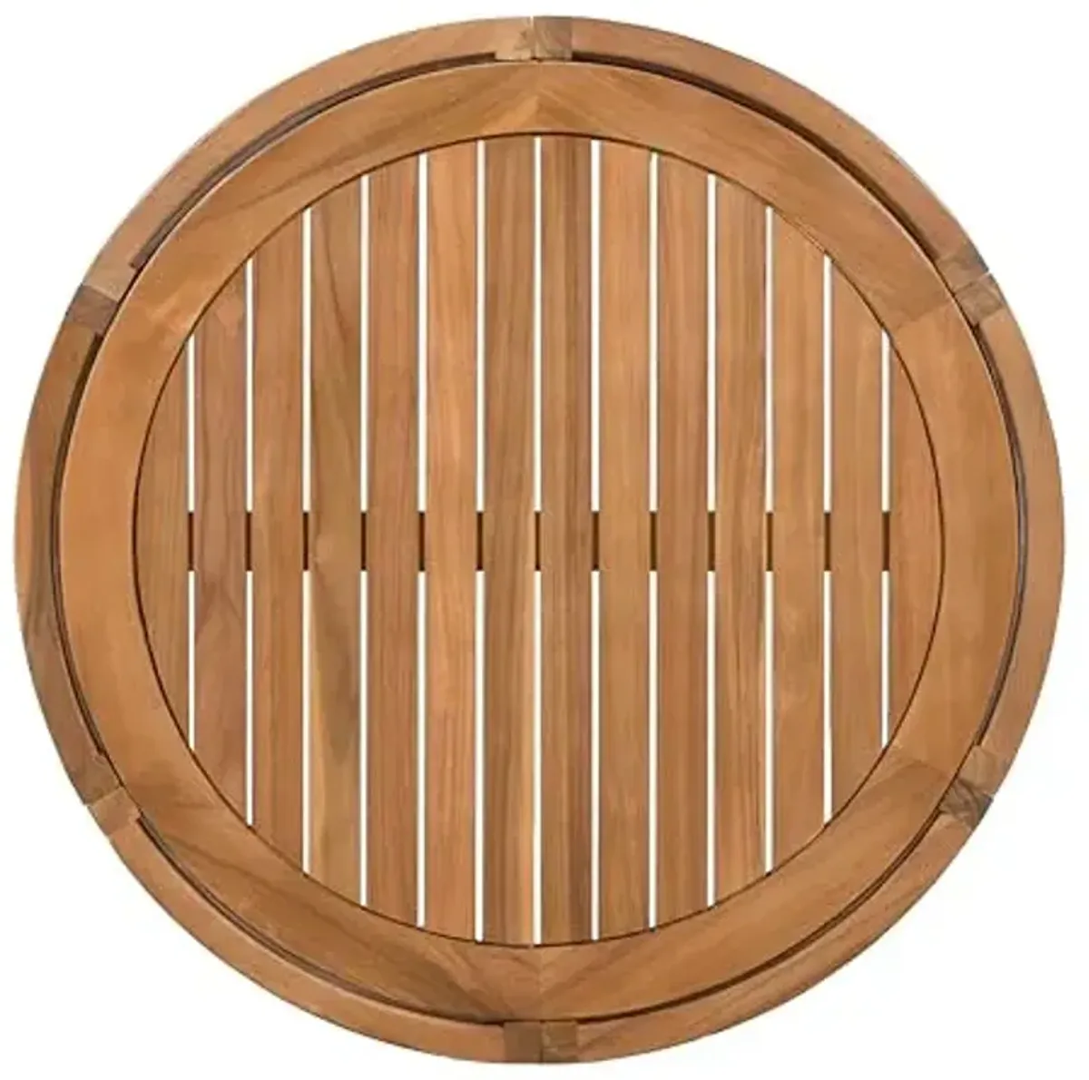 Christopher Knight Home Puekest Acacia Wood Coffee Table with Woven Rope Accents, Outdoor Patio Slatted Round Centerpiece, Boho Chic Garden Sofa Side Accent Table for Modern Decor, 27.95" W, Teak