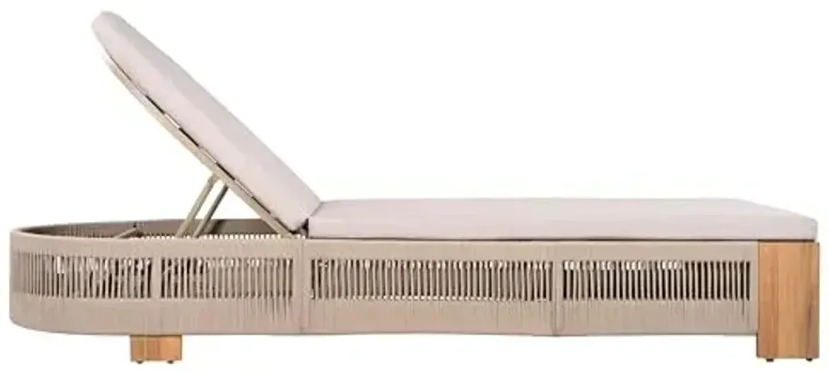 Christopher Knight Home Daskz Outdoor Chaise Lounge Chair, Patio Outdoor Acacia Wood Chaise Lounge, Adjustable Backrest Single Lounge Sofa, Poolside Beach Yard Seating, Rope Design, 79.5'', Teak+Beige