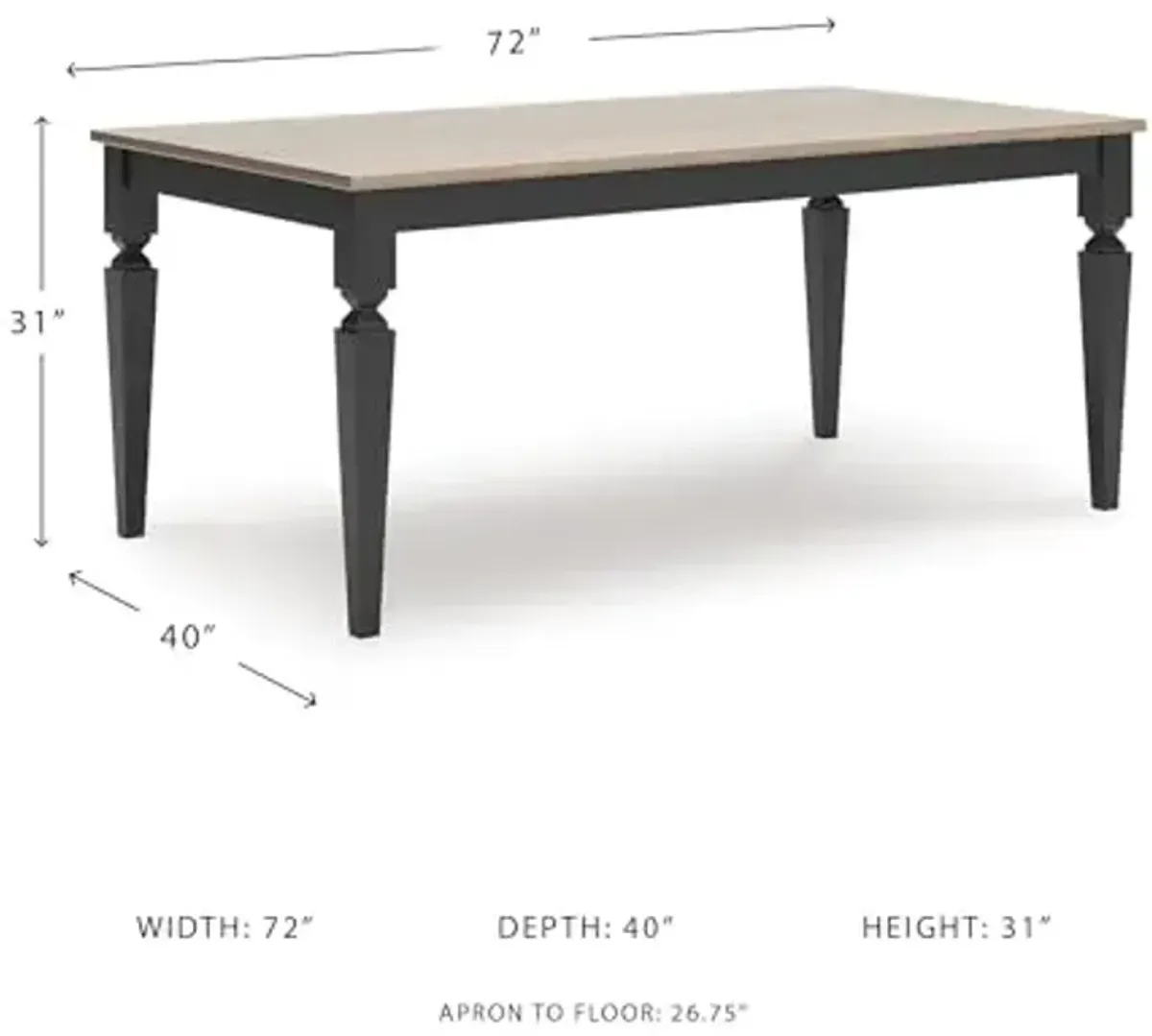 Signature Design by Ashley Mendinfort Casual Mango Wood Dining Table, Light Brown & Black