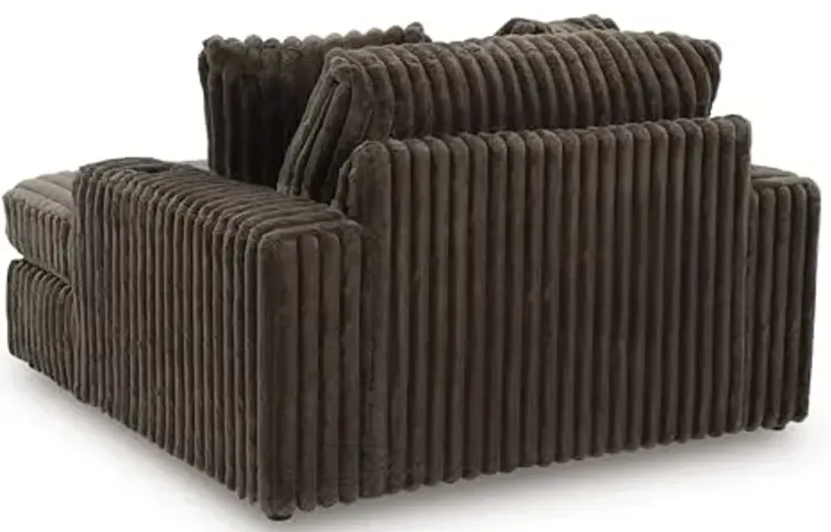 Signature Design by Ashley Midnight-Madness Contemporary Oversized Chaise with Reversible Cushions, USB Ports and Cup Holders, Dark Brown