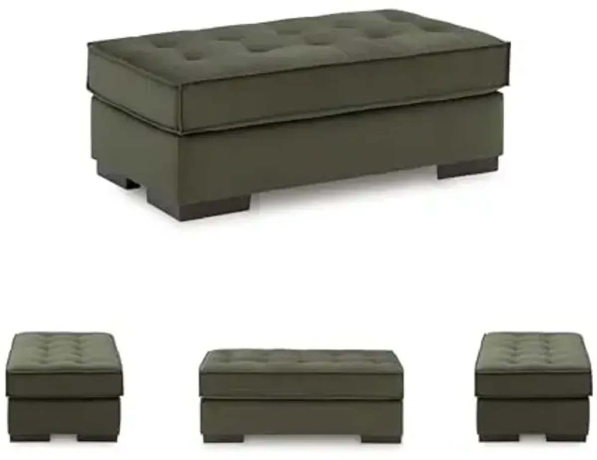 Signature Design by Ashley Chalcombe Contemporary Rectangular Tufted Oversized Accent Ottoman, Fabric Upholstery, Reinforced Frame for Added Stability, Green