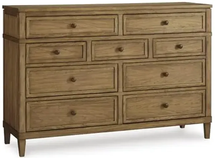 Signature Design by Ashley Sharlance Casual 9-Drawer Dresser with Felt-Lined Top Drawer and Easy Glide for Bedroom, Light Brown