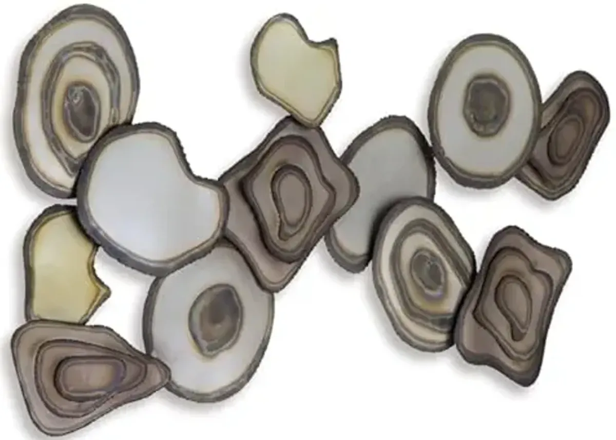 Signature Design by Ashley Worthman Contemporary Metal Abstract Wall Decor 40 x 20 Inches, Dark Brown & Light Gray