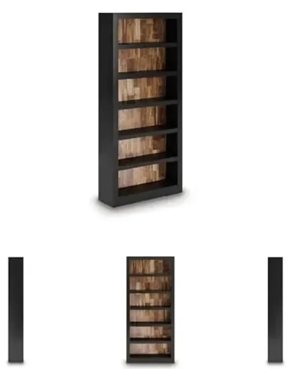 Signature Design by Ashley Wildenauer Farmhouse 75" Bookcase with 2 Fixed Shelves and 4 Adjustable Shelves, Black & Light Brown