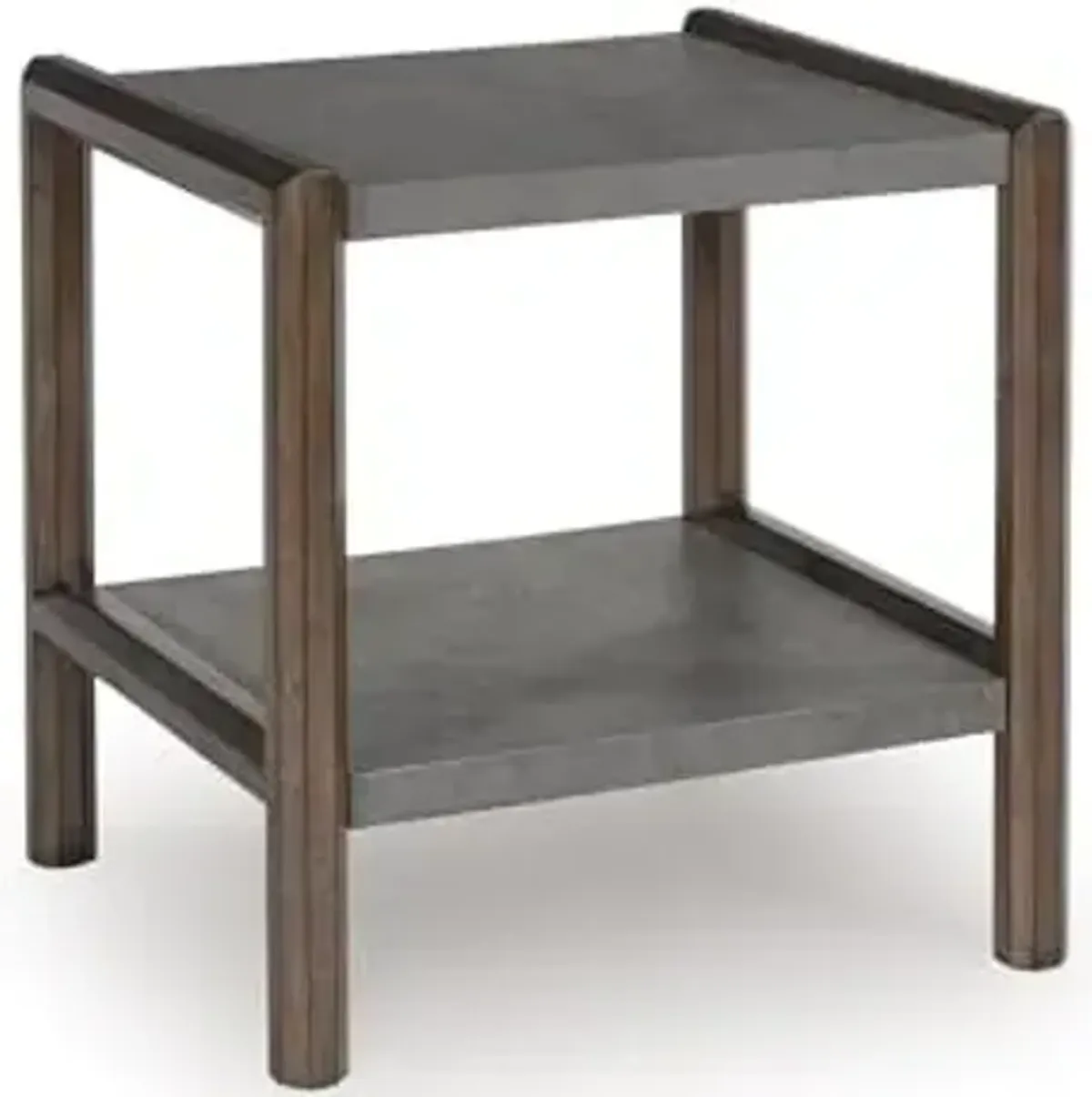 Signature Design by Ashley Kallenny Contemporary End Table with Faux Cement Top and Open Shelf, Dark Brown & Gray