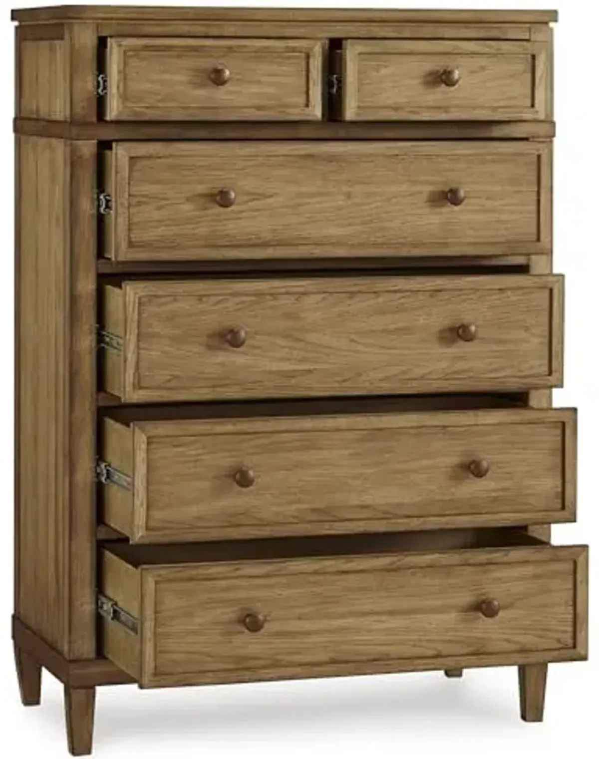 Signature Design by Ashley Sharlance Casual 6-Drawer Chest with Felt-Lined Top Drawer and Easy Glide for Bedroom, Light Brown