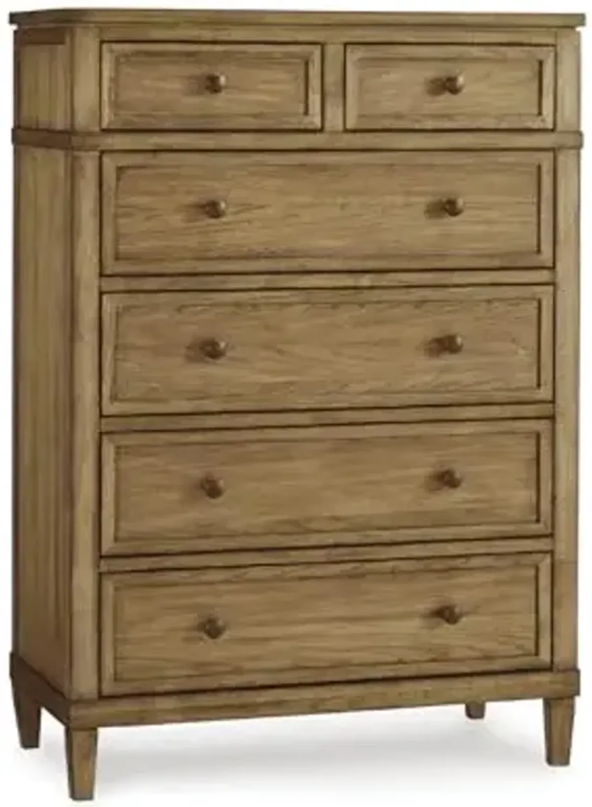Signature Design by Ashley Sharlance Casual 6-Drawer Chest with Felt-Lined Top Drawer and Easy Glide for Bedroom, Light Brown