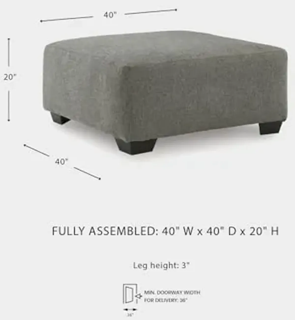 Signature Design by Ashley Revenna Casual Square Upholstered Oversized Accent Ottoman, Gray
