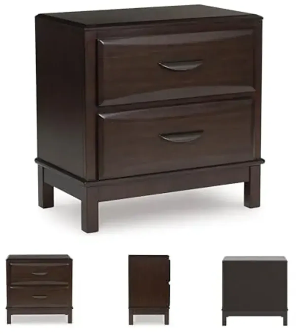 Signature Design by Ashley Vanmore Contemporary 2-Drawer Nightstand with Felt-Lined Top Drawer, Dark Brown