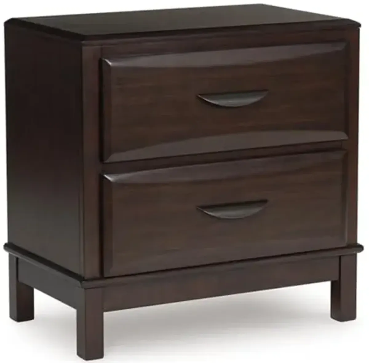 Signature Design by Ashley Vanmore Contemporary 2-Drawer Nightstand with Felt-Lined Top Drawer, Dark Brown