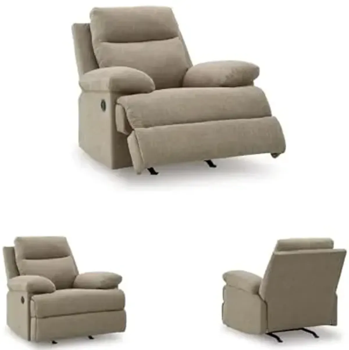 Signature Design by Ashley Yarrow Lane Classic Manual Rocker Recliner with Pillow-Top Arms, Light Brown