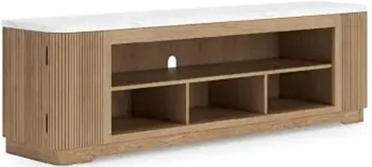 Signature Design by Ashley Camdill Contemporary 80" TV Stand for TVs up to 91" with Adjustable Shelves and Wire Management, Light Brown