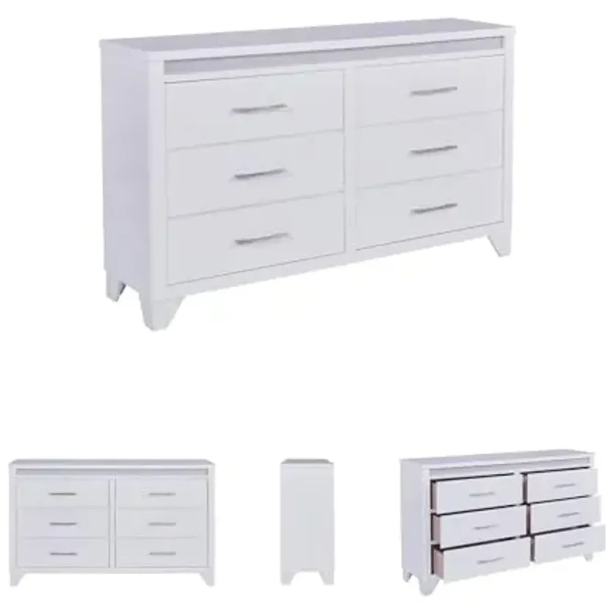 Signature Design by Ashley Stenluxe Contemporary 6-Drawer Dresser with Easy Glide and Safety Stop for Bedroom, White