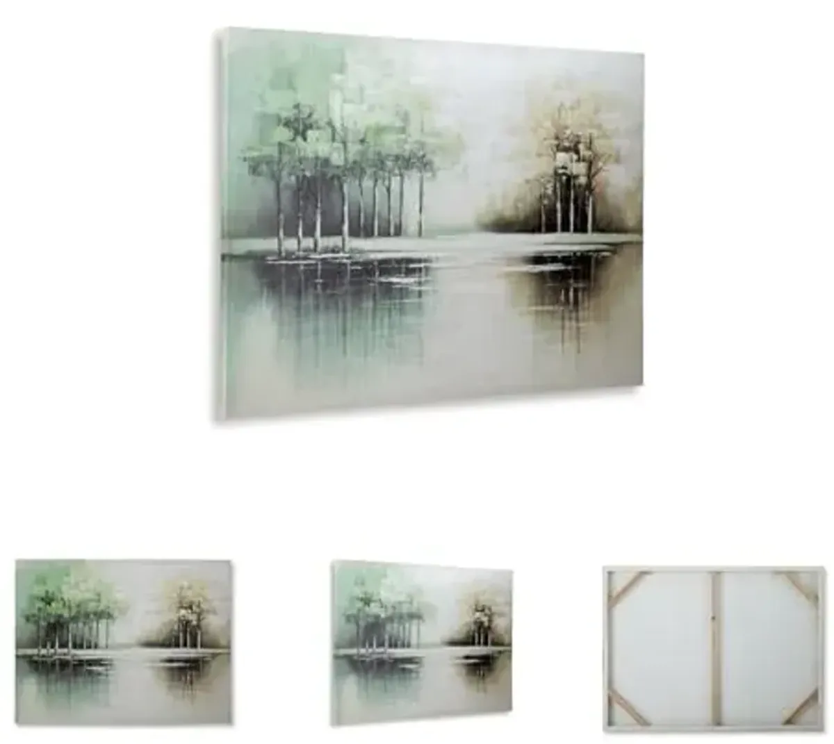 Signature Design by Ashley Garlenridge Contemporary Hand Painted Tree Wall Art 49 x 36 Inches, Green & Light Brown