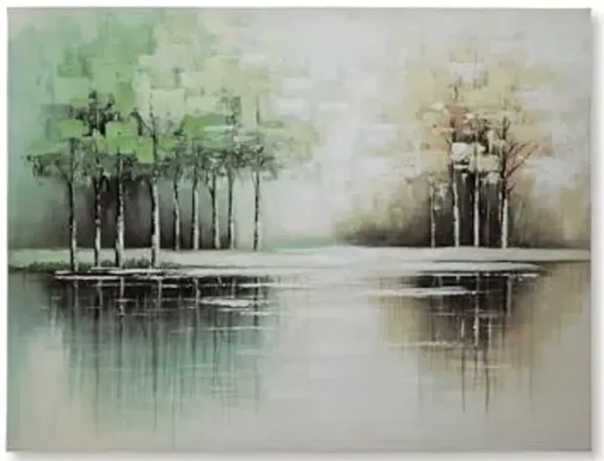 Signature Design by Ashley Garlenridge Contemporary Hand Painted Tree Wall Art 49 x 36 Inches, Green & Light Brown