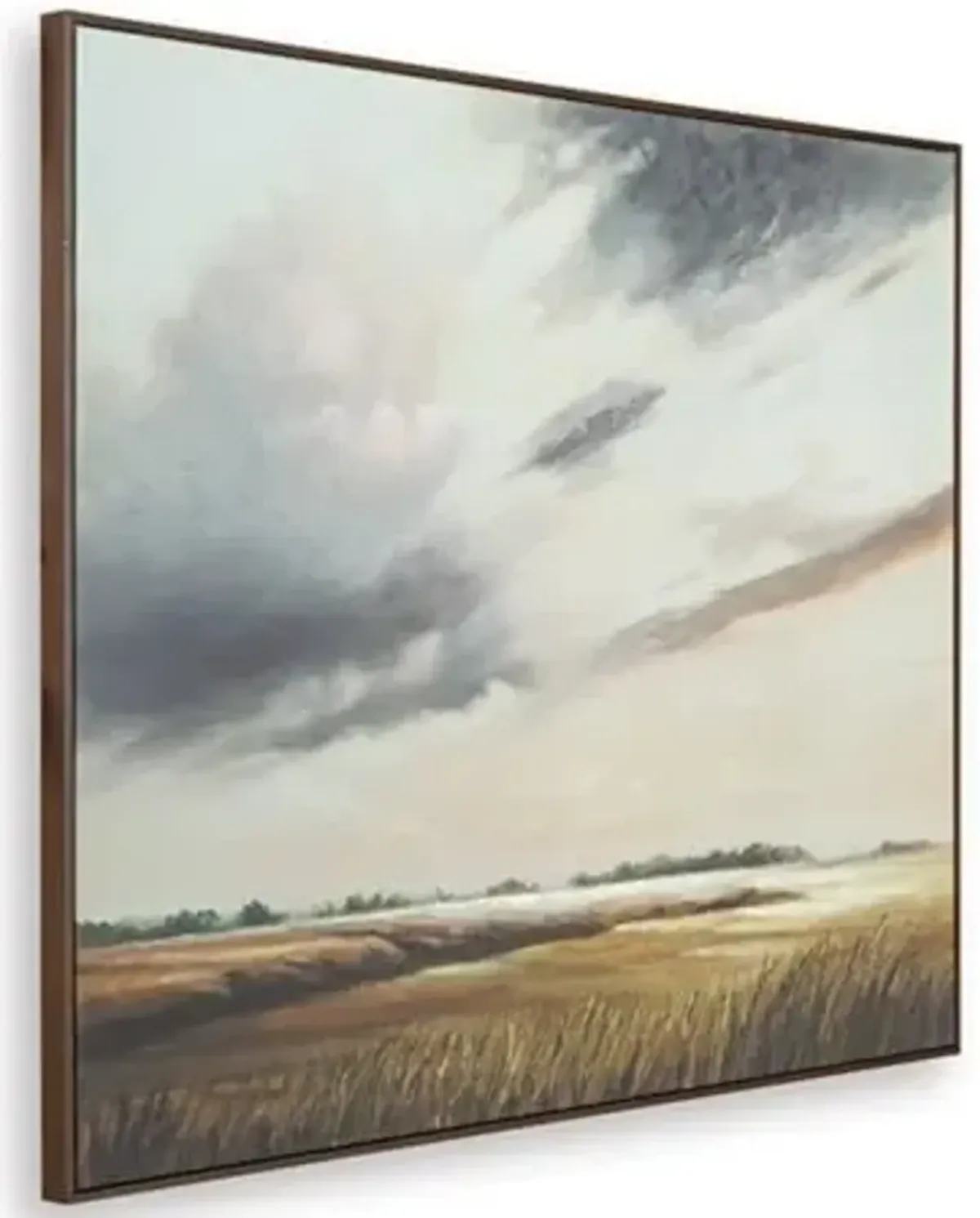 Signature Design by Ashley Taymen Farmhouse Hand Painted Landscape Wall Art 50 x 40 Inches, Gray & Light Brown