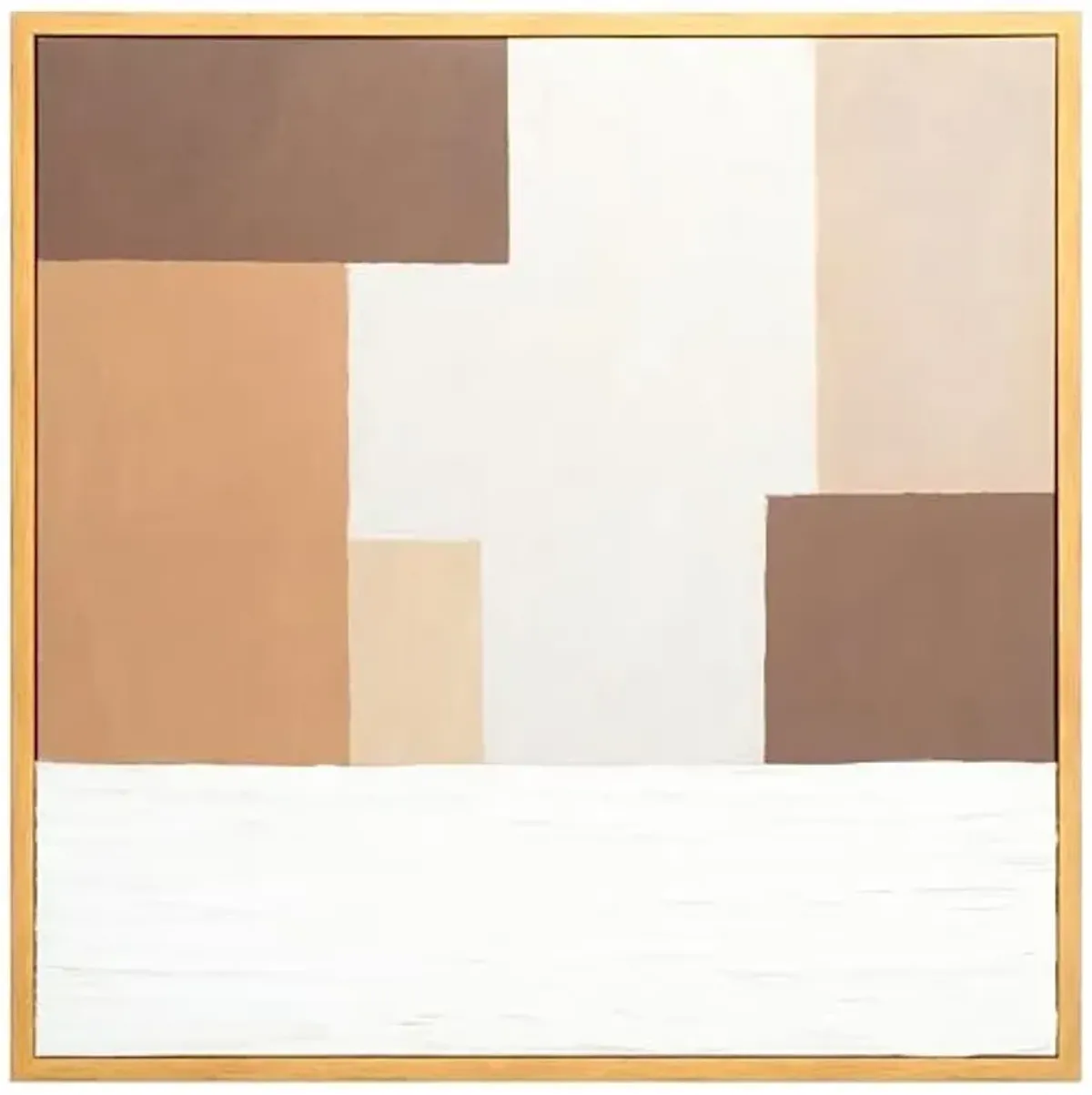 SAFAVIEH Home Collection Neutral Location Framed Mixed Media Art – 36-Inch Square, Brown & Off-White, Mid-Century Modern Wall Décor for Living Room or Office