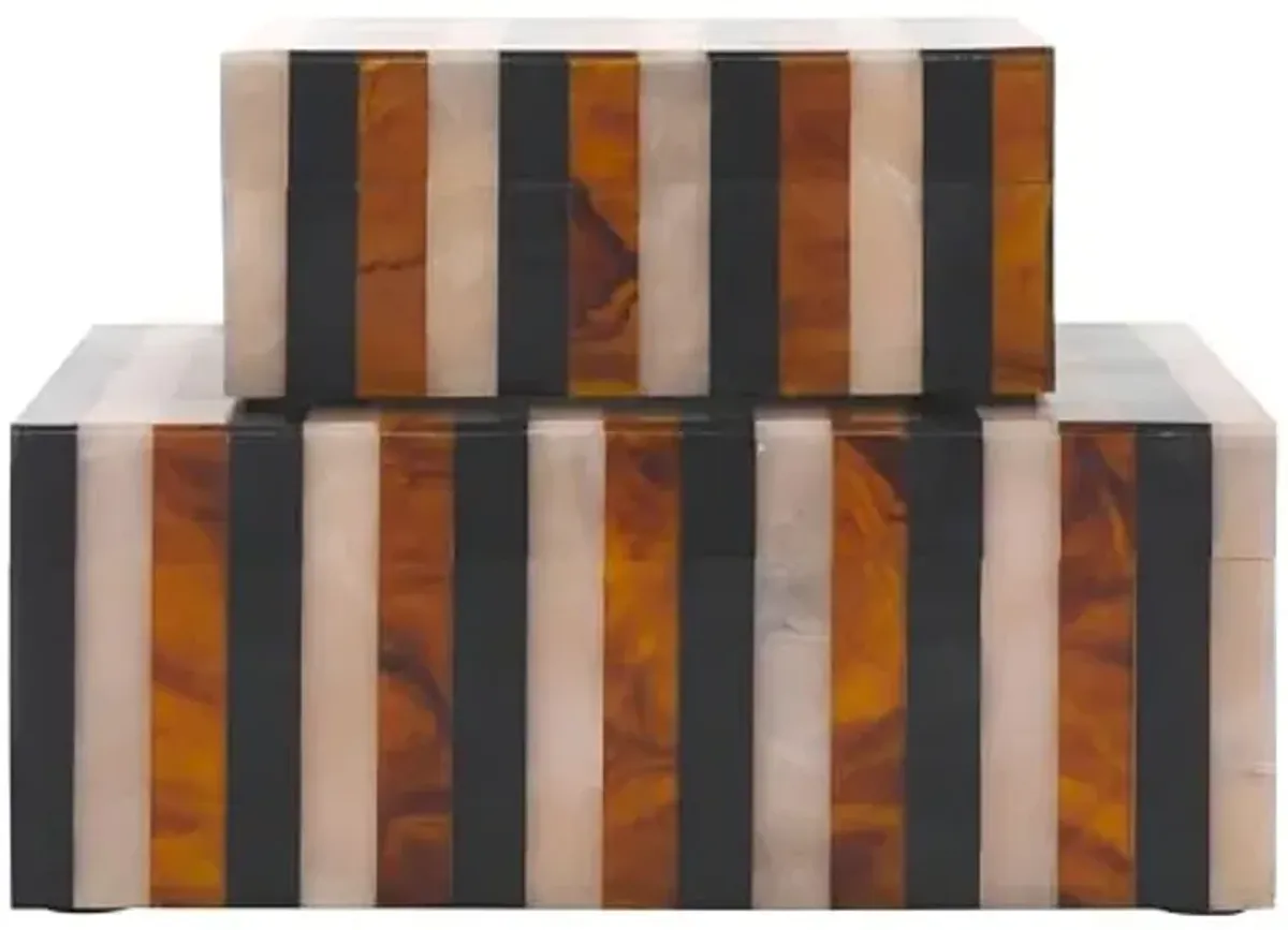 SAFAVIEH Home Collection Ina Black & Brown Decor Box Set 2 (Fully Assembled)