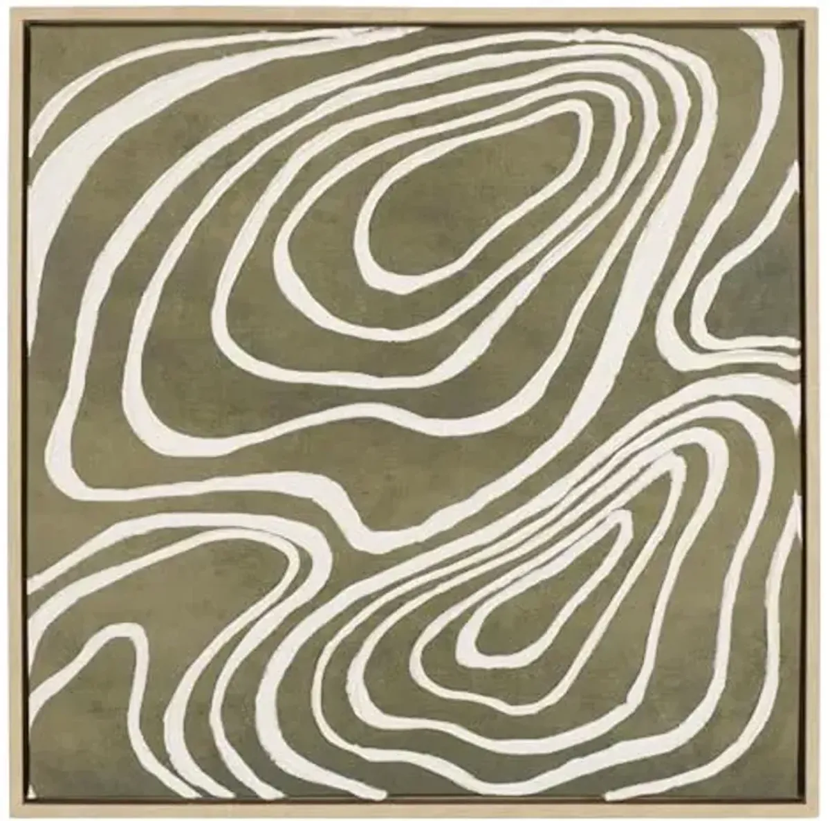 SAFAVIEH Home Collection Oyster Bar Framed Wall Art – 24-Inch Square, Ivory & Olive Green, Hand-Painted Modern Abstract Design