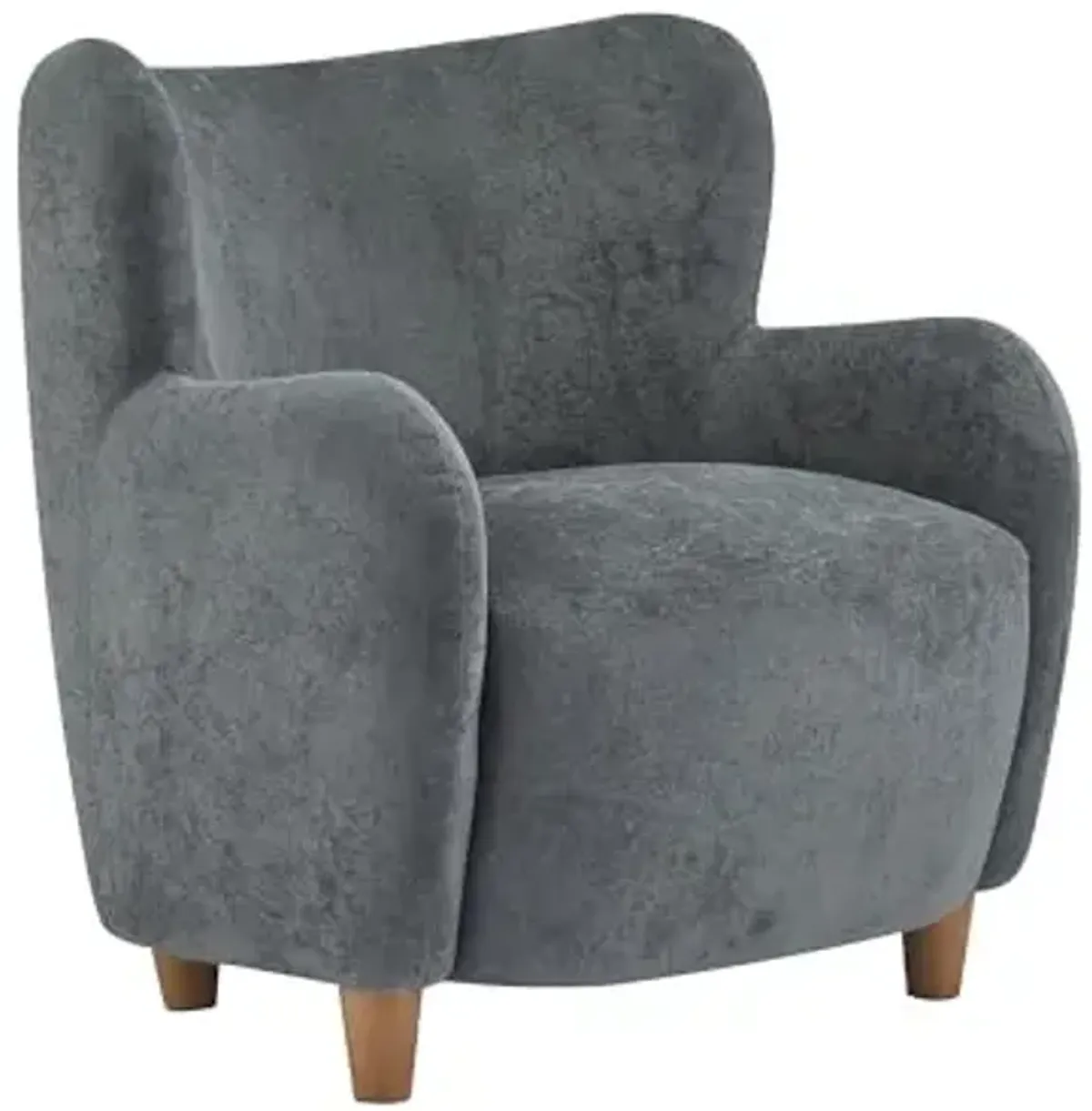 Christopher Knight Home Auden Low Profile Wingback Accent Chair, Fabric Club Chair, Velvet Upholstered Armchair, Curved Backrest Single Sofa, Soft Reading Lounge Chair for Living Room, Dawn Grey