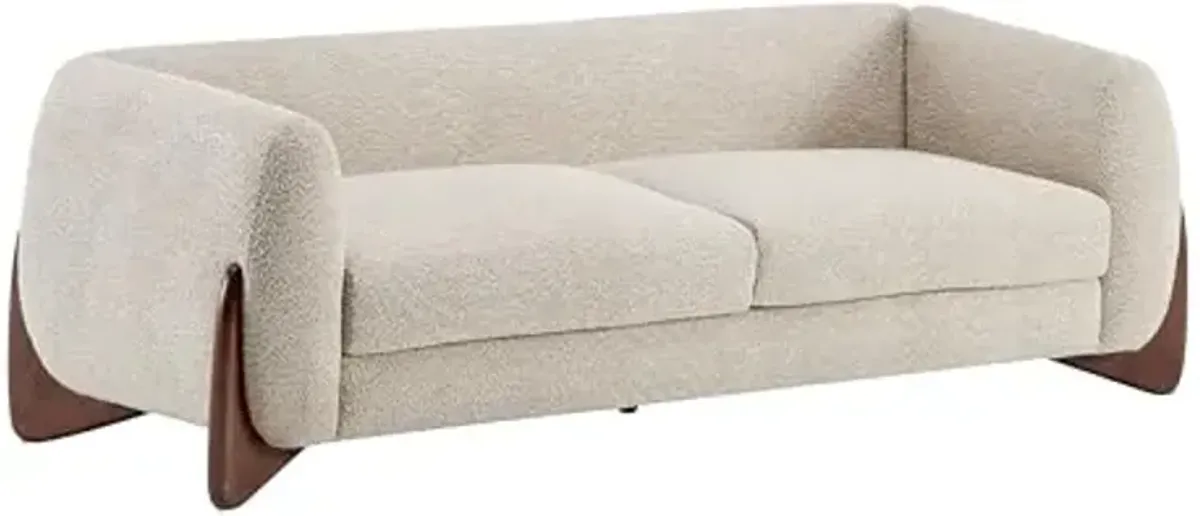 Christopher Knight Home Almab 82 Inches Sofa Couch, Cozy Boucle Upholstered 3-Seater Sofa, Wood Frame Couch, Comfy Couches for Living Room and Office, Modern Sofa, Lounge Seating, Almond