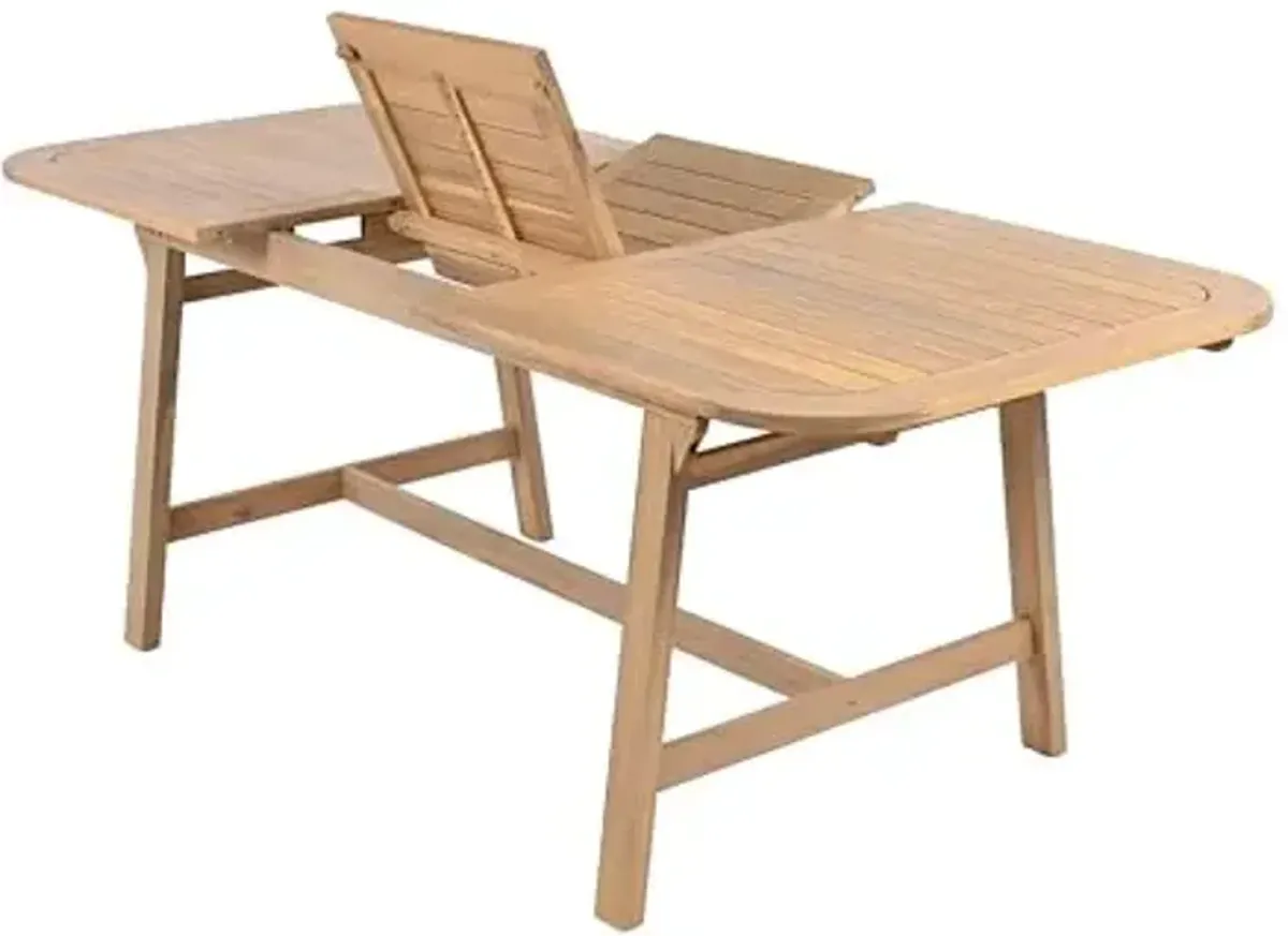 Christopher Knight Home Hawes Acacia Wood Extendable Dining Room Table for 4-6, Wooden Rectangular Extendable Dining Table, Solid Wood Farmhouse Outdoor Kitchen Table, Light Teak