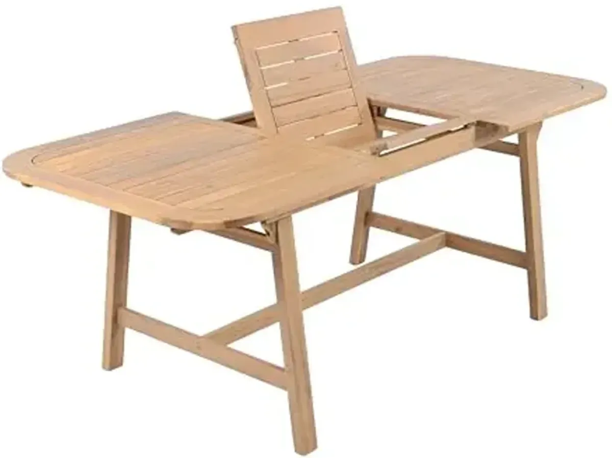 Christopher Knight Home Hawes Acacia Wood Extendable Dining Room Table for 4-6, Wooden Rectangular Extendable Dining Table, Solid Wood Farmhouse Outdoor Kitchen Table, Light Teak