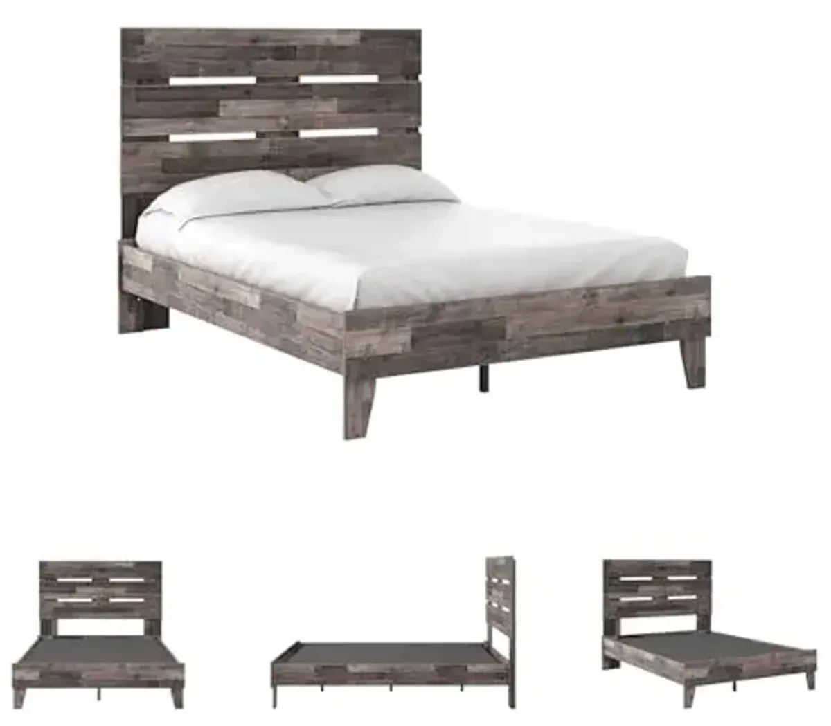 Signature Design by Ashley Neilsville Vintage Full Panel Platform Bed in a Box, Foundation or Box Spring Not Needed, Gray