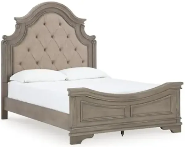 Signature Design by Ashley Lodenbay Traditional Queen Upholstered Panel Bed, Foundation or Box Spring Needed, Gray
