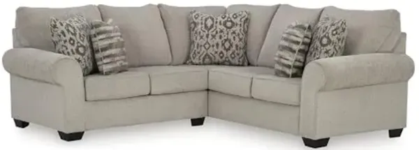 Signature Design by Ashley Claireah Casual L-Shaped 2-Piece Sectional with Loose Seat Cushions and 5 Accent Pillows, Beige