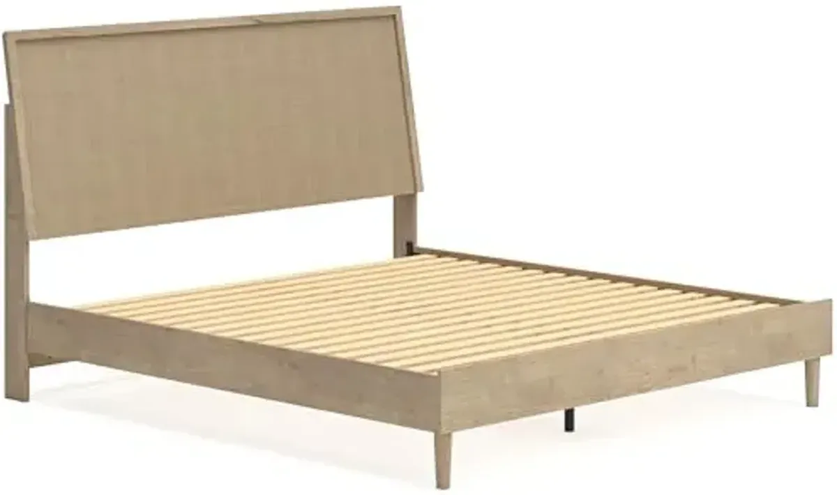 Signature Design by Ashley Cielden Farmhouse King Panel Platform Bed, Foundation or Box Spring Not Needed, Light Brown