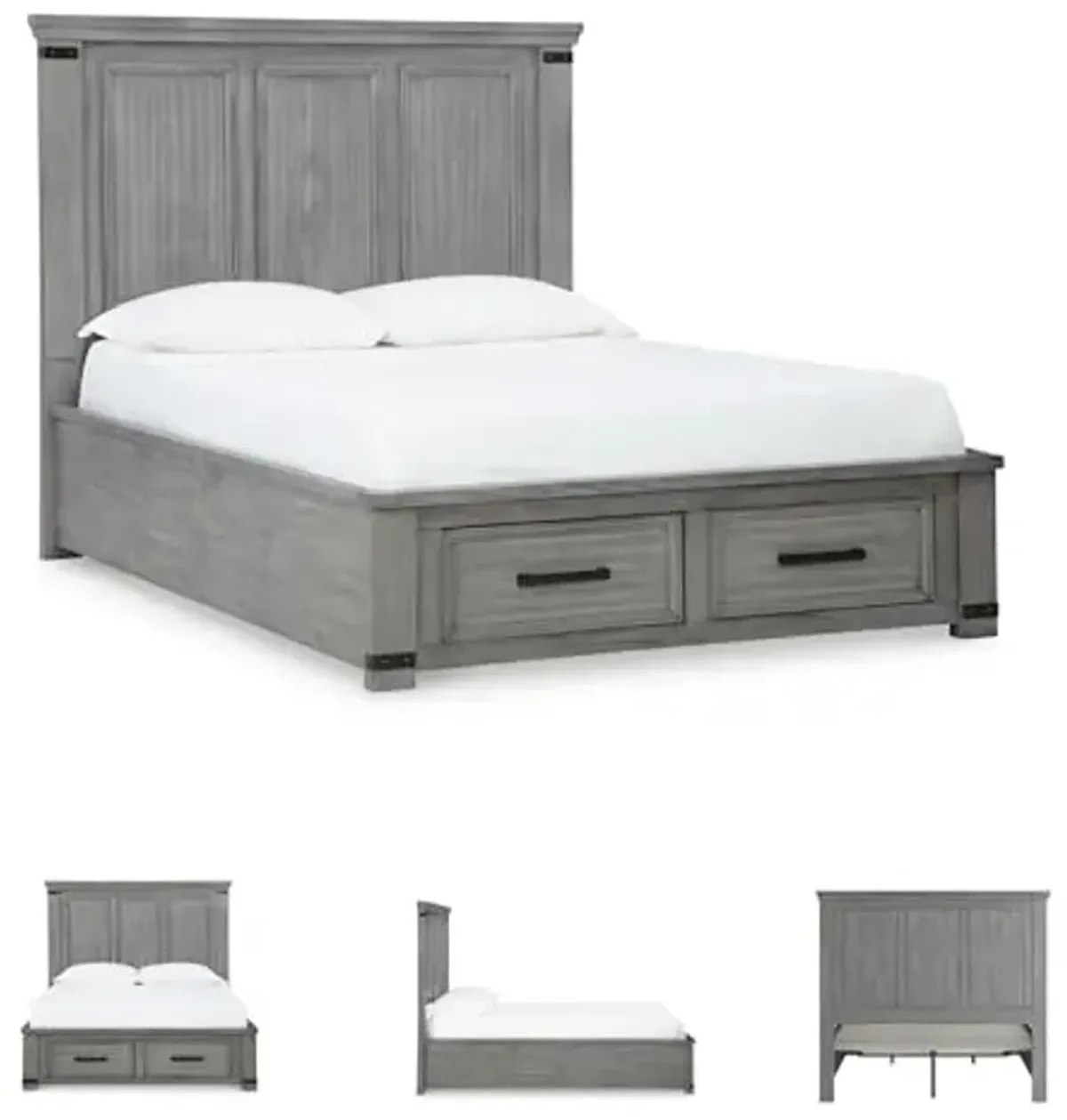 Signature Design by Ashley Russelyn Casual Queen Storage Platform Bed with 2 Drawers and Nailheads, Foundation or Box Spring Not Needed, Gray