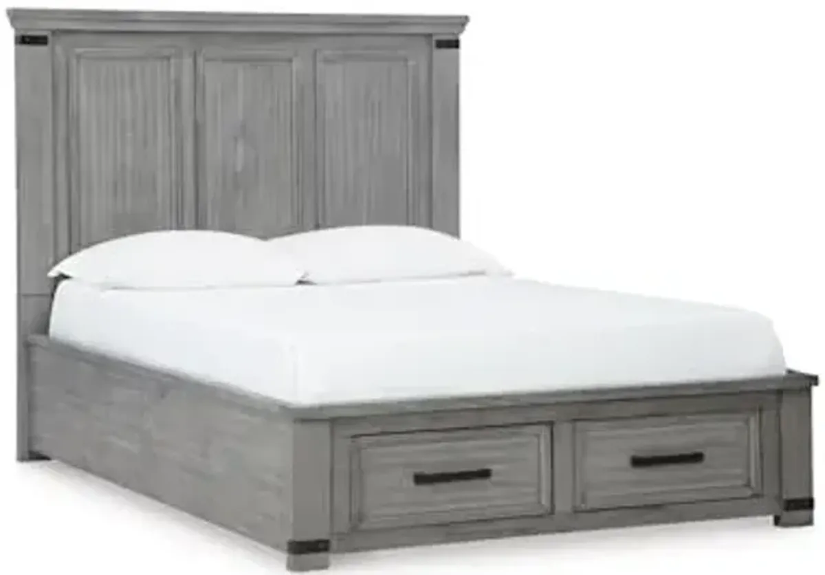 Signature Design by Ashley Russelyn Casual Queen Storage Platform Bed with 2 Drawers and Nailheads, Foundation or Box Spring Not Needed, Gray