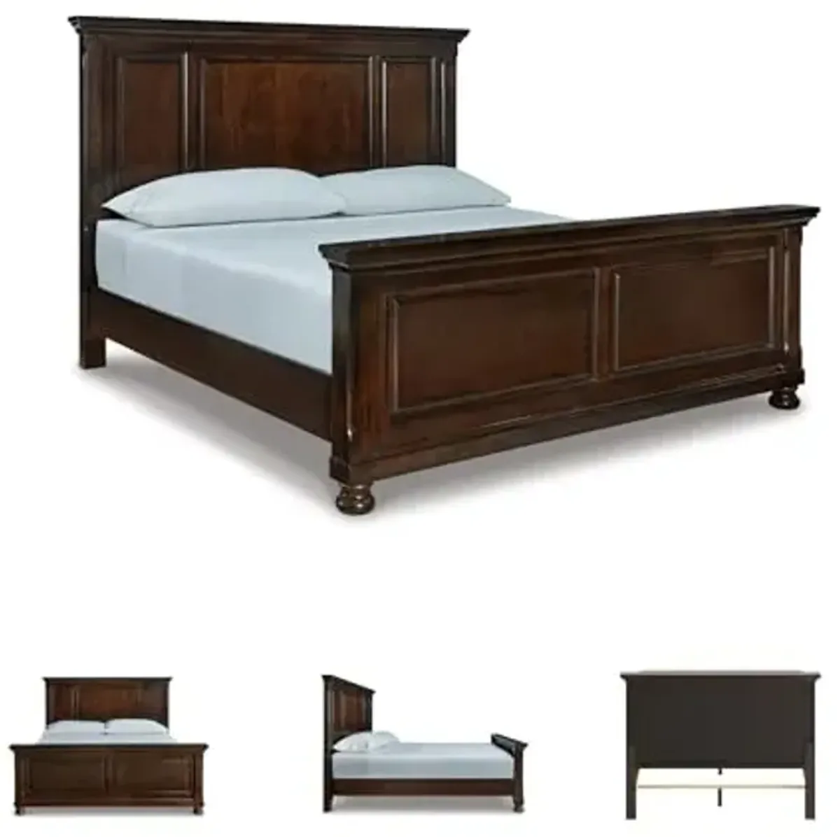 Signature Design by Ashley Porter Traditional California King Panel Bed, Foundation or Box Spring Needed, Dark Brown
