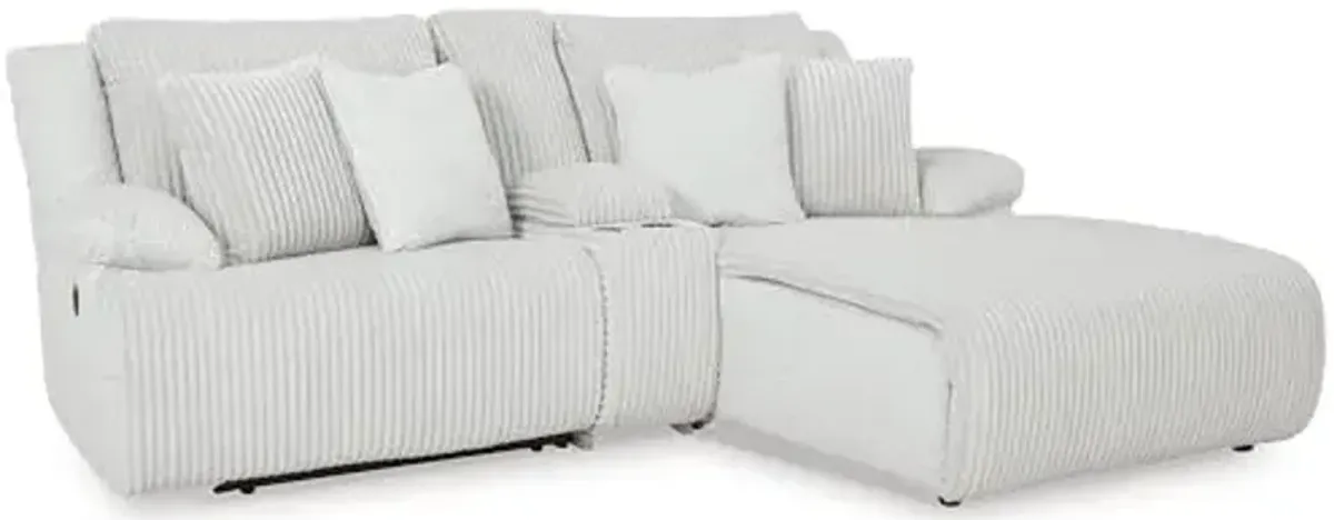 Signature Design by Ashley Top Tier Casual L-Shaped 3-Piece Reclining Sectional Sofa with Chaise, Console Storage and 4 Accent Pillows, White