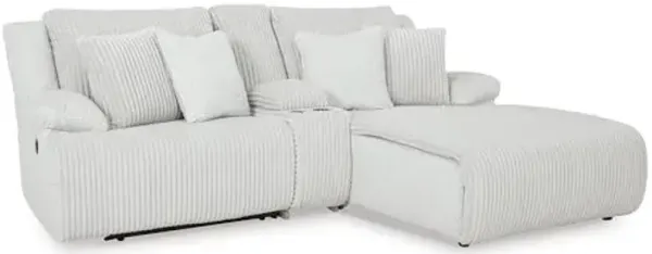 Signature Design by Ashley Top Tier Casual L-Shaped 3-Piece Reclining Sectional Sofa with Chaise, Console Storage and 4 Accent Pillows, White