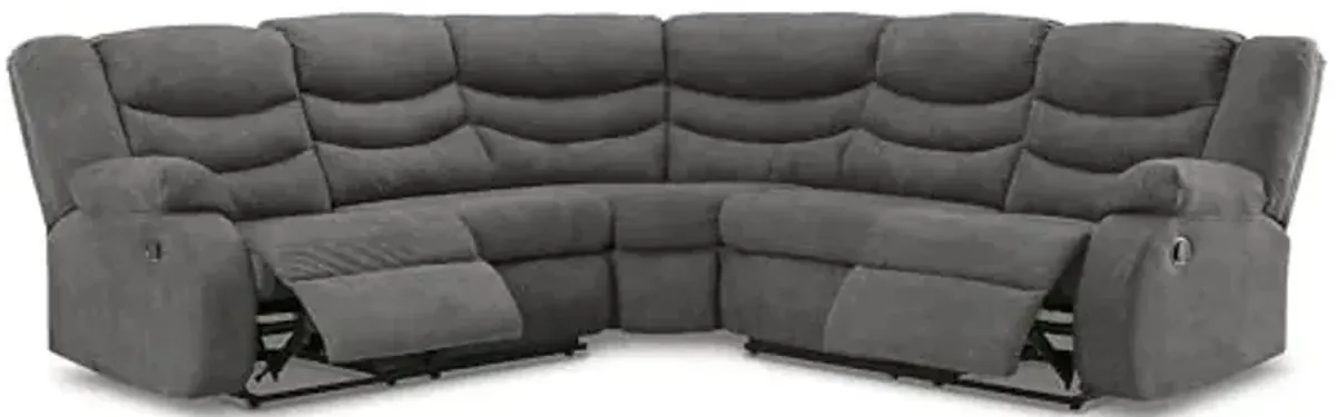 Signature Design by Ashley Partymate Contemporary L-Shaped Faux Leather 2-Piece Reclining Sectional, Gray