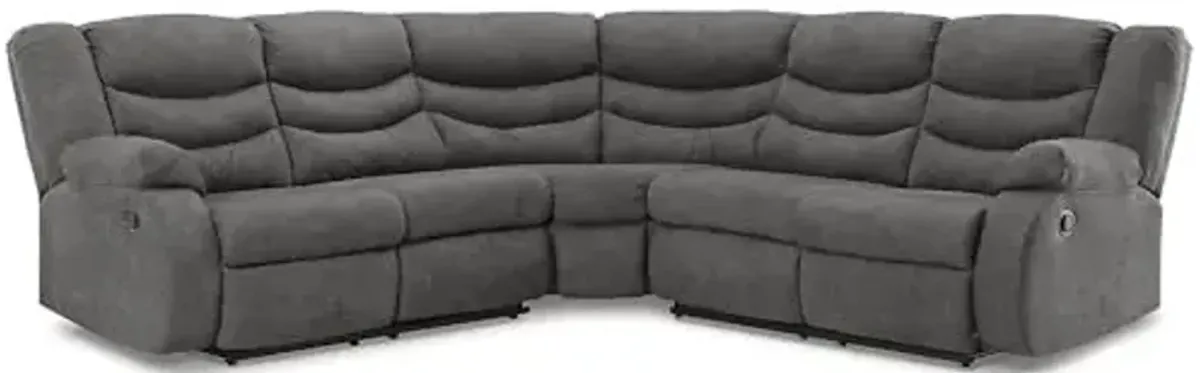 Signature Design by Ashley Partymate Contemporary L-Shaped Faux Leather 2-Piece Reclining Sectional, Gray